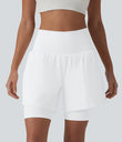 SoftlyZero™ Airy Super High Waisted 2-in-1 Cool Touch Yoga Shorts 7'' with Pockets - White