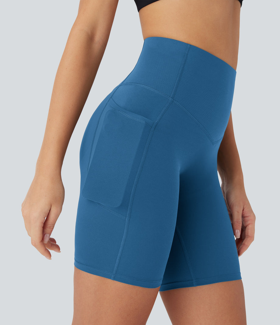 Halara UltraSculpt™ High Waisted Butt Lifting Tummy Control Pocket Shaping Training Biker Shorts 7'' - Vallarta Blue