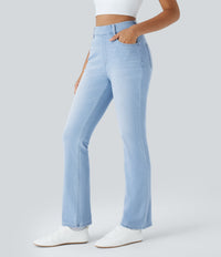 Halara Flex™ High Waisted Pockets Washed Casual Bootcut Jeans - Light Azure Denim