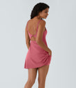 SoftlyZero™ Plush Double Straps 2-Piece Pocket Slip Dance Active Dress A-D Cups - Begonia Rouge