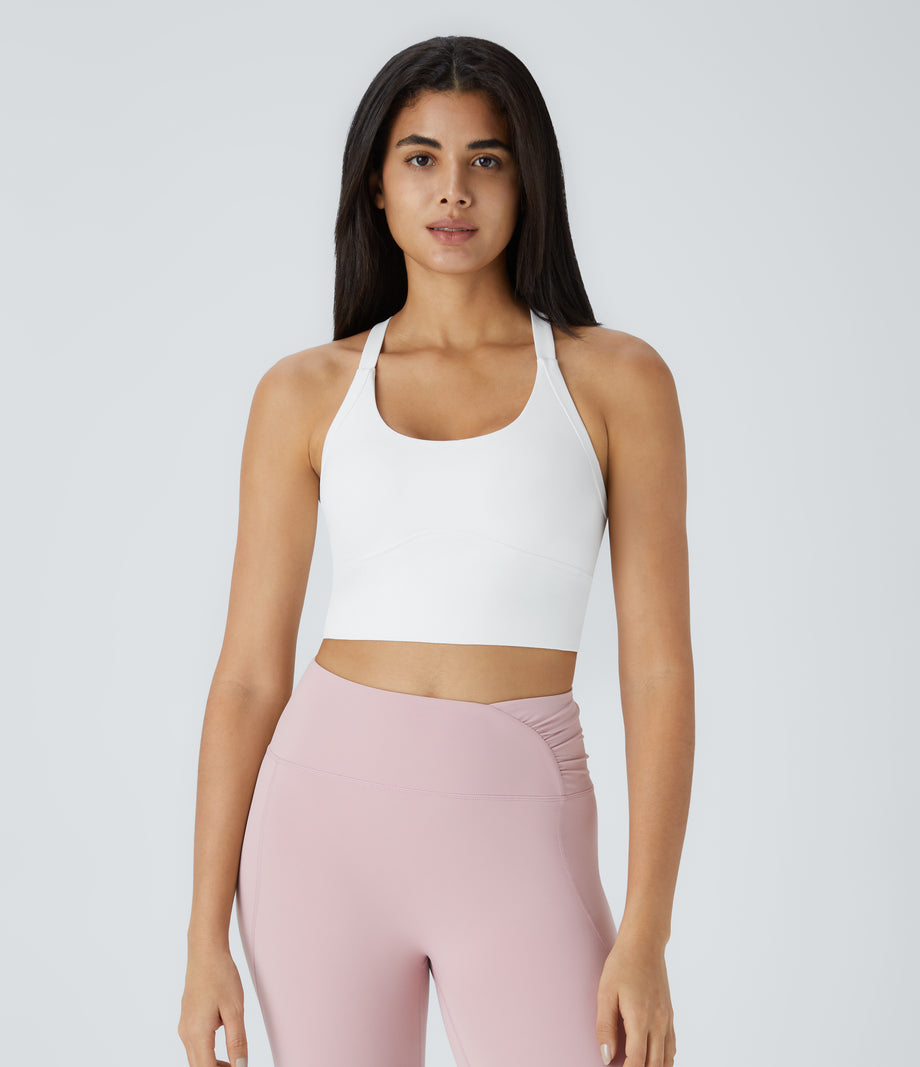 SoftlyZero™ Plush Cut Out Cropped Yoga Tank Top - White