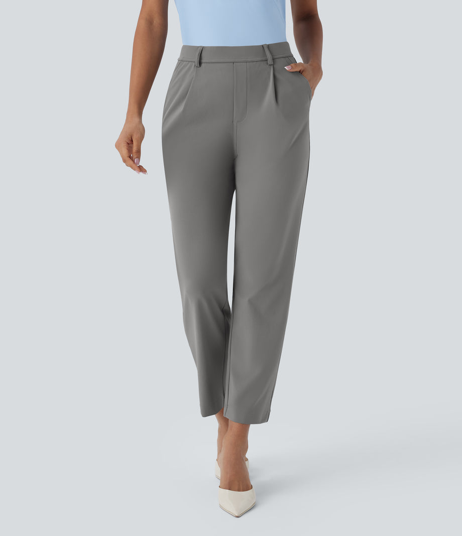 Halara Flex™ DayStretch High Waisted Pocket Ankle Length Tapered Work Pants - Silent Storm