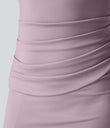 SoftlyZero™ Airy Square Neck Backless Corset Ruched Split Bodycon Midi Cool Touch Bridesmaid and Wedding Guest Dress - Pink Purple