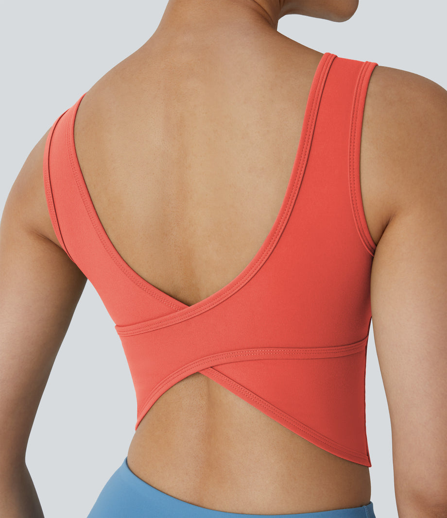 U Neck Crossover Barre Ballet Dance Tank Top A-D Cups - Fusion Coral