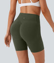 Halara UltraSculpt™ High Waisted Scrunch Butt Lifting Tummy Control Side Pocket Shaping Workout Biker Shorts 7'' - Deep Woodland Green