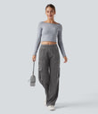Halara Flex™ Mid Rise Pockets Straight Leg Casual Cargo Jeans - Cool Gray Denim