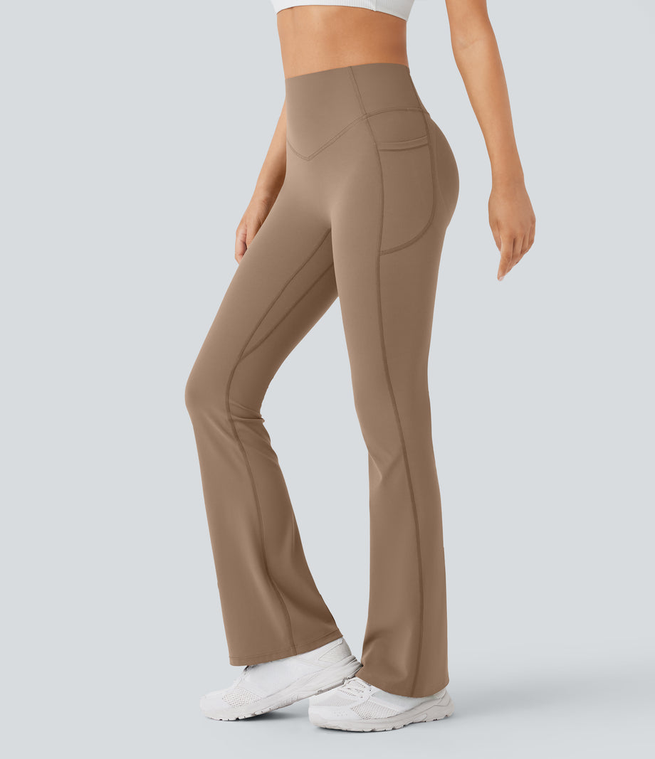 Halara UltraSculpt™ High Waisted Scrunch Butt Lifting Tummy Control Pocket Shaping Yoga Bootcut Leggings - Woodsmoke