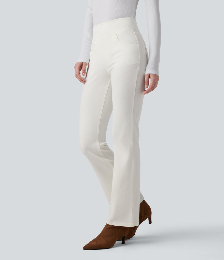 Halara Flex™ High Waisted Pockets Washed Casual Bootcut Jeans - Ivory Denim