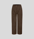 Mid Rise Zipper Pocket Corduroy Casual Pants - Demitasse