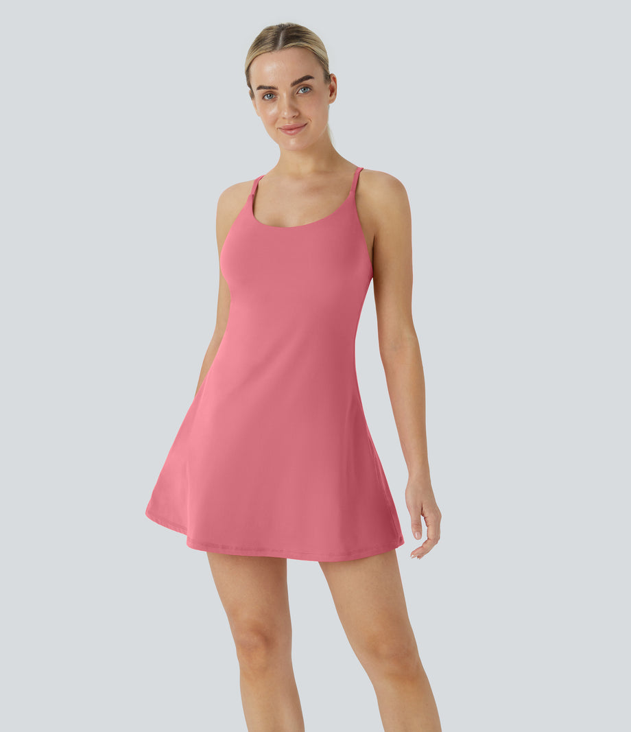 SoftlyZero™ Plush Backless Active Dress - Begonia Rouge