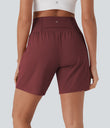 SoftlyZero™ Airy Super High Waisted 2-in-1 Cool Touch Yoga Shorts 7" with Pockets - Madder Brown