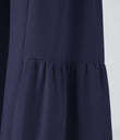 Breezeful™ High Waisted Shirred Tie Front & Back Wide Leg Flowy Quick Dry Casual Pants - Black Diamond Blue