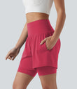 SoftlyZero™ Airy Super High Waisted 2-in-1 Cool Touch Yoga Shorts 7'' with Pockets - Winterberry