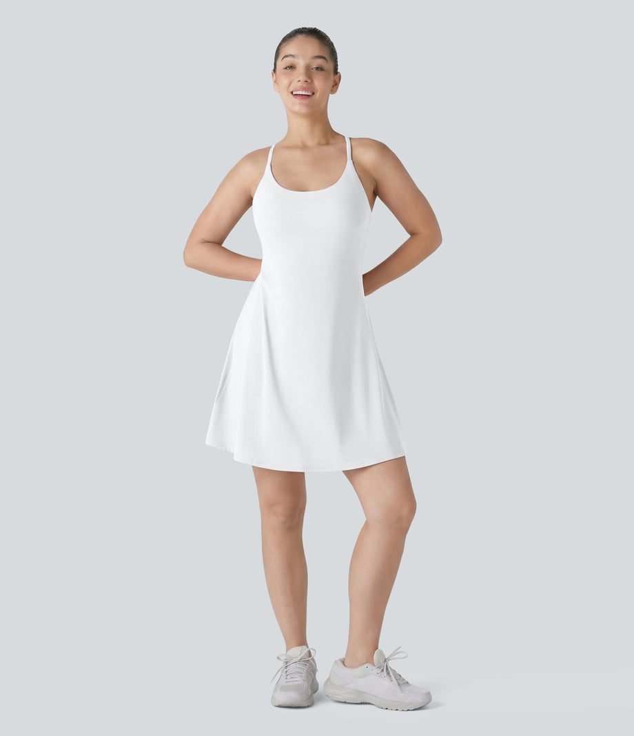 SoftlyZero™ Plush Backless Active Dress-Longer Length-Easy Peezy Edition - White
