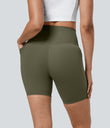 Halara UltraSculpt™ High Waisted Tummy Control Pocket Shaping Training Biker Shorts 7'' - Grass Grey Green