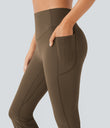 Halara UltraSculpt™ High Waisted Scrunch Butt Lifting Tummy Control Pocket Shaping Yoga Bootcut Leggings - Thick Earthy Brown