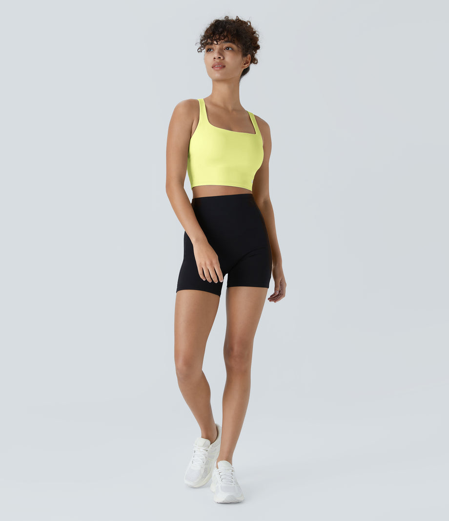 SoftlyZero™ Airy Square Neck Backless Crisscross Cropped Cool Touch Yoga Tank Top-UPF50+ - Mandarin Yellow