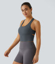 SoftlyZero™ Plush U Neck Racerback Cut Out Cropped Yoga Tank Top - Turbulence