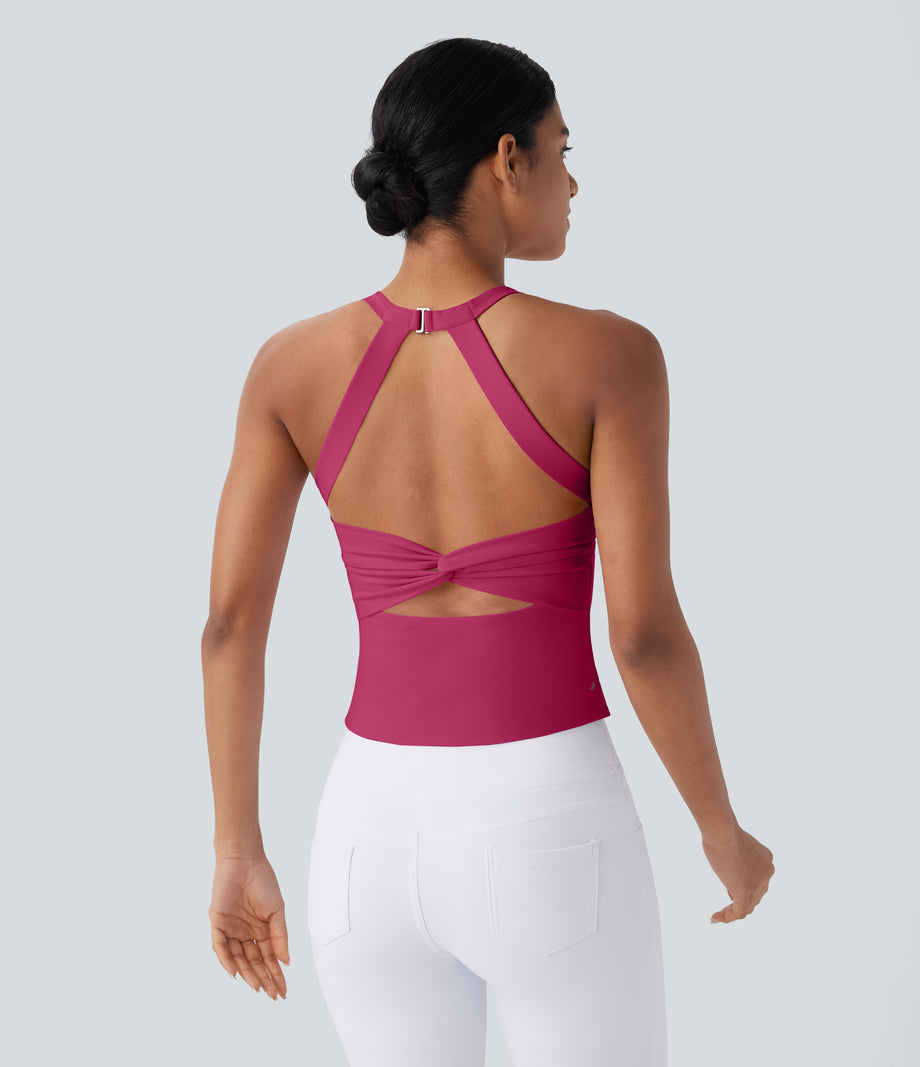 SoftlyZero™ Plush Cut Out Yoga Tank Top A-D Cups - Cherries Jubilee