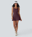 SoftlyZero™ Airy U Neck 2-in-1 Pocket Mini Cool Touch Dance Active Dress-Easy Peezy - Fig