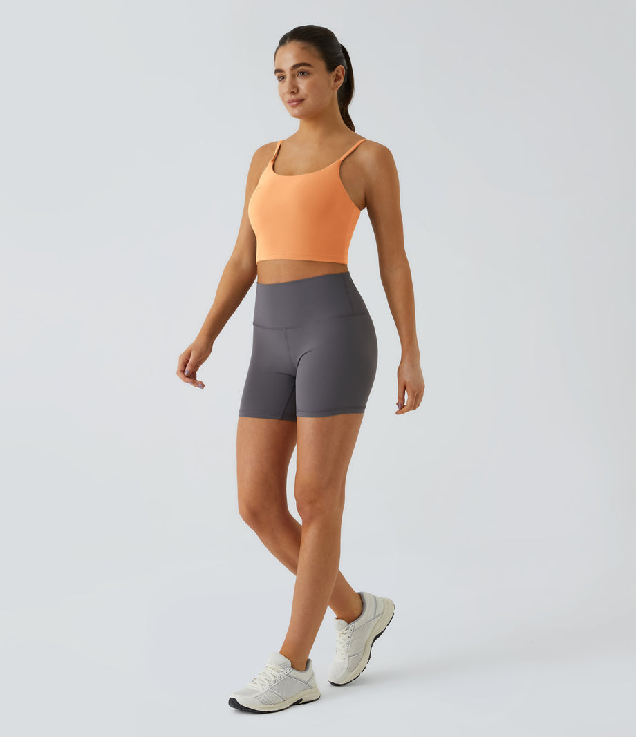 Basic Padded Workout Cropped Low Support Tank Top A-D Cups - Sunflower