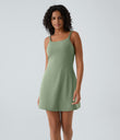 SoftlyZero™ Plush Double Straps 2-Piece Pocket Slip Dance Active Dress A-D Cups - Asparagus