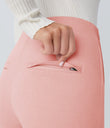 High Waisted Tummy Control Decorative Back Zipper Pockets Herringbone Work Leggings - Coral Cloud