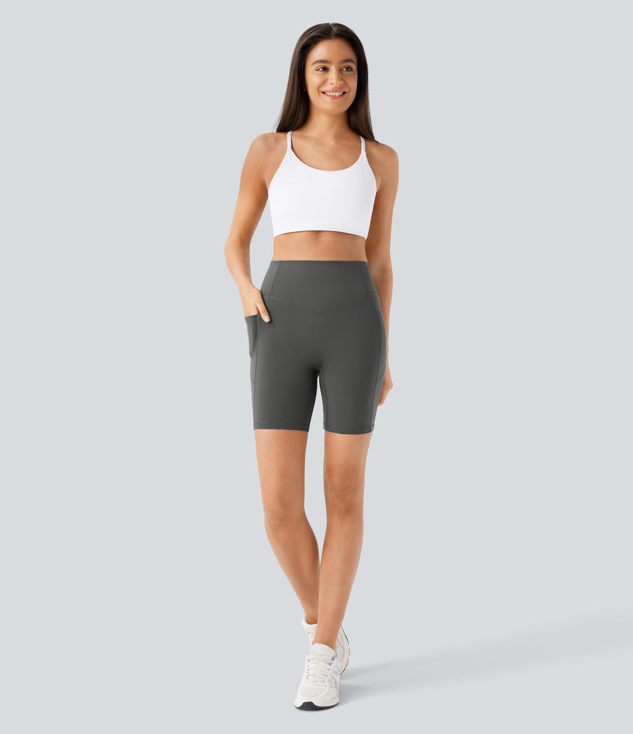 Halara UltraSculpt™ High Waisted Scrunch Butt Lifting Tummy Control Side Pocket Shaping Workout Biker Shorts 7'' - Volcanic Ash