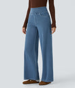 Halara Flex™ High Waisted Pockets Wide Leg Loose Work Jeans - Mayan Blue Denim