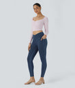 Halara Flex™ Crossover Pocket Washed Denim Work Leggings - Unitary Blue Denim