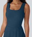 SoftlyZero™ Airy U Neck 2-in-1 Pocket Mini Cool Touch Dance Active Dress-Easy Peezy - Majolica Blue