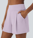 DayStretch High Waisted Work Baggy Shorts 4'' with Pockets - Orchid Hush