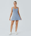 Backless Twisted Active Dress - Light Grey Blue