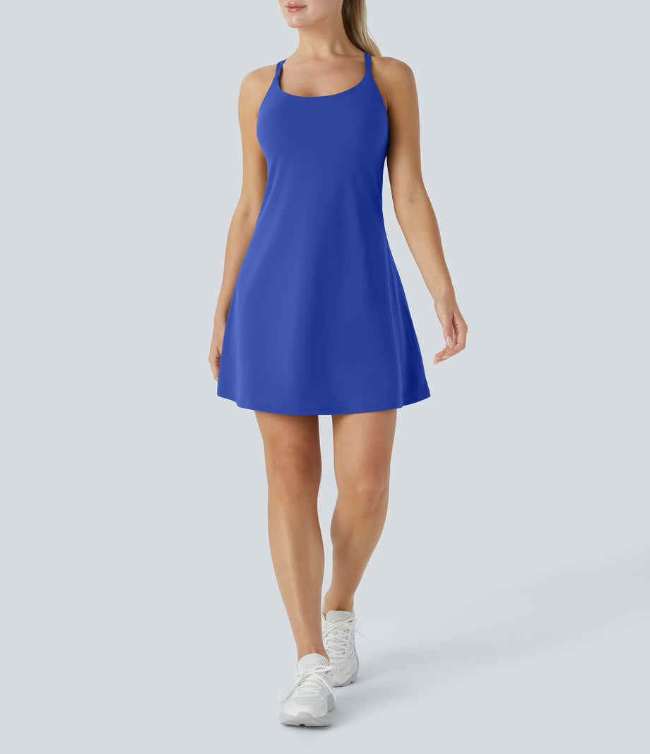 SoftlyZero™ Plush 2-in-1 Pocket Mini Active Dress DD-F Cups - Lotus Blue