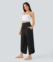 Breezeful™ High Waisted Tummy Control Split Hem Quick Dry Resort Pants with Pockets - Black