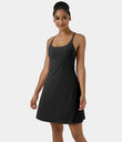 SoftlyZero™ Airy Cut Out 2-in-1 Pocket Cool Touch Longer Active Dress-UPF50+ - Black