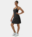 SoftlyZero™ Airy Cut Out 2-in-1 Pocket Cool Touch Longer Active Dress-UPF50+ - Black