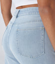 Halara Flex™ High Waisted Pockets Rolled Hem Wide Leg Washed Casual Jeans - Light Azure Denim