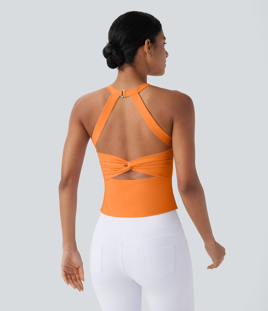 SoftlyZero™ Plush Cut Out Yoga Tank Top A-D Cups - Sun Orange