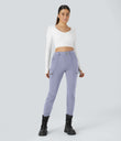 DayStretch High Waisted Zipper Pockets Solid Skinny Cargo Pants - Icelandic Blue