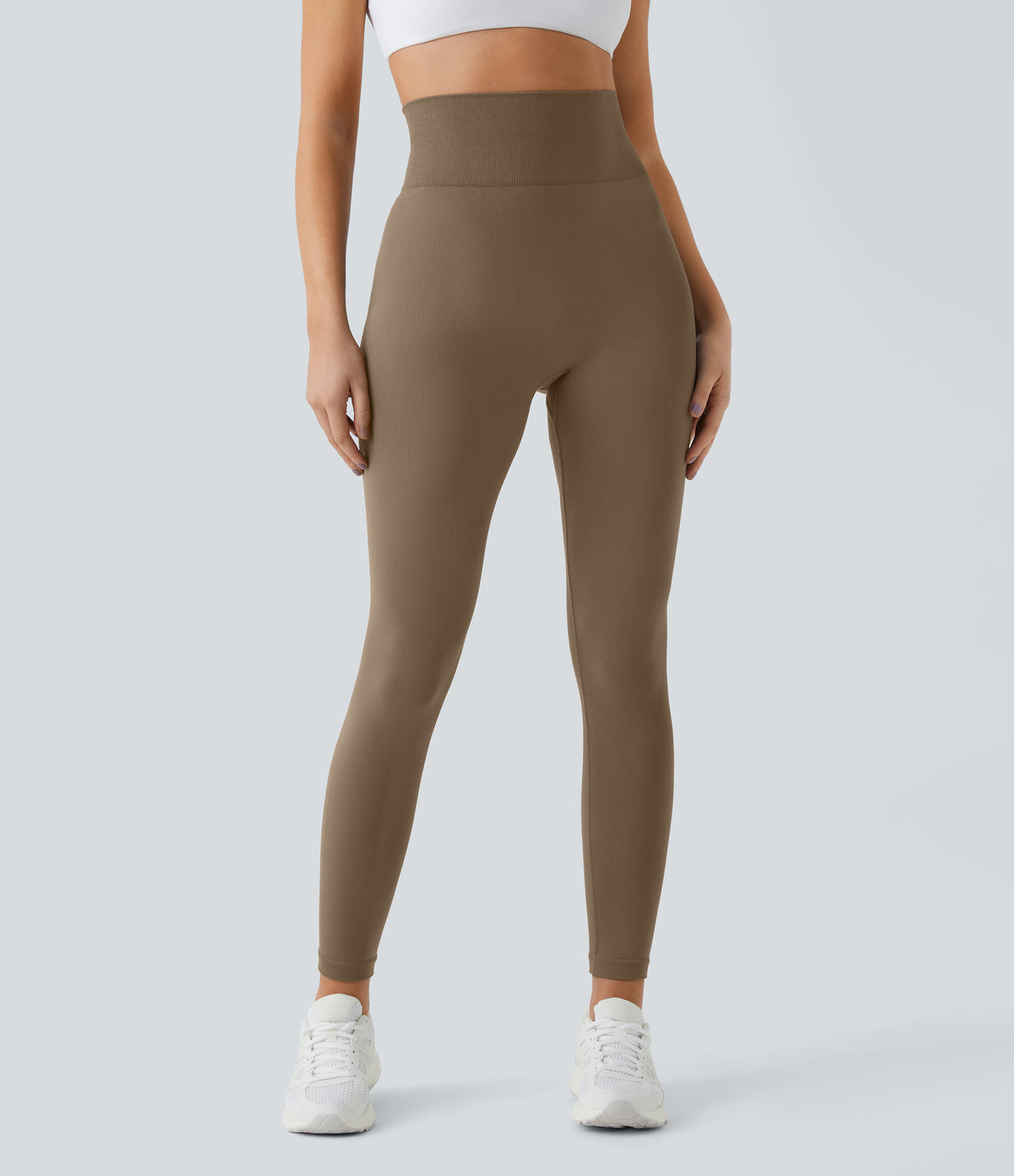 OneForm Seamless Flow High Waisted Ruched Plain Leggings - Chestnut Brown