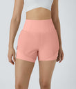 Breezeful™ Super High Waisted Curved Hem 2-in-1 Pocket Quick Dry Yoga Shorts 3.5'' - Peach Melba