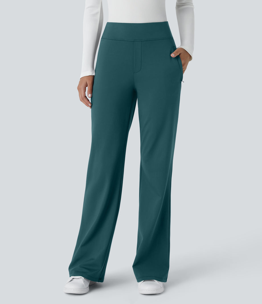 Halara Flex™ DayStretch Mid Rise Side Zipper Pocket Work Flare Pants - Atlantic Deep
