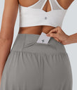 SoftlyZero™ Airy Super High Waisted 2-in-1 Cool Touch Yoga Shorts 7" with Pockets - Steeple Gray