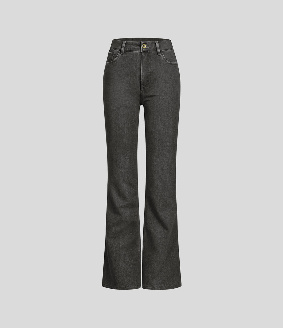 Halara Flex™ Mid Rise Pockets Casual Bootcut Jeans - Hemp Rope Black Denim
