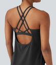 Halara UltraSculpt™ Round Neck Crisscross Back Running Tank Tops DD-F Cups - Volcanic Ash