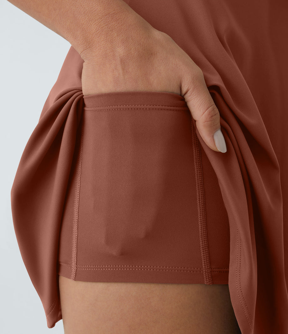 SoftlyZero™ Airy Backless Twisted Flare Low Support Dance Active Dress-Longer Length-Easy Peezy Edition A-D Cups - Sequoia