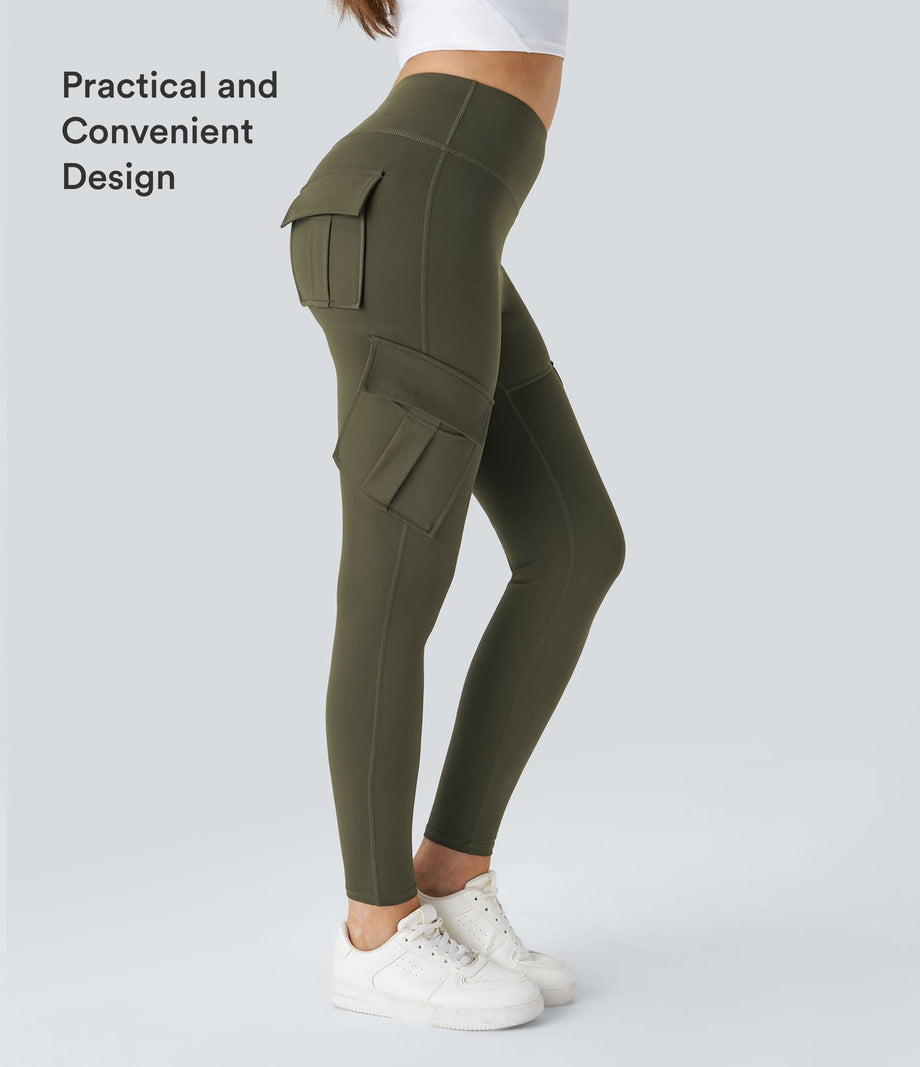 DayStretch High Waisted Cargo Pocket Skinny Yoga Leggings - Forest Night