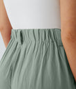 High Waisted Pocket Wide Leg Flowy Solid Palazzo Casual Linen-Feel Pants - Iceberg Green