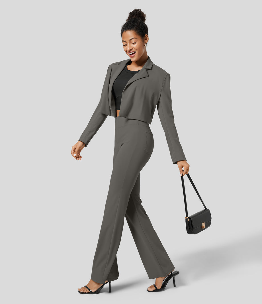Halara Flex™ High Waisted Back Side Pocket Slight Flare Work Pants - Chimera